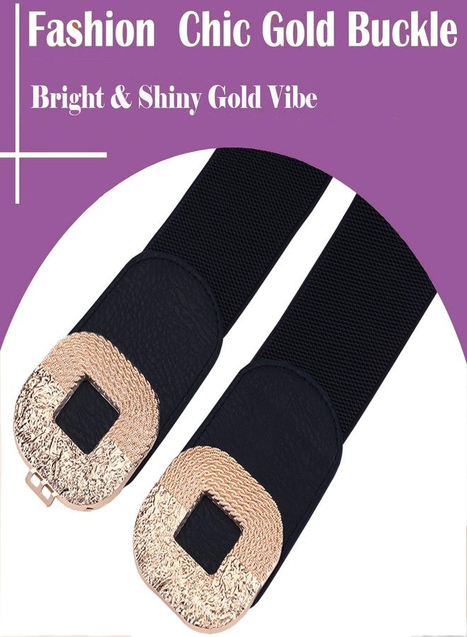 ALAIX Women's Wide Elastic Belt Gold Buckle Dress Belt Stretchy Waistband Waist Belt Cinch Belts for Women - Image 4